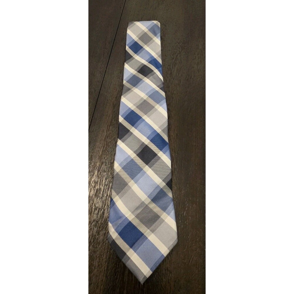 CK Calvin Klein Silk Tie - Blue, Grey And White